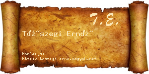Tószegi Ernő névjegykártya